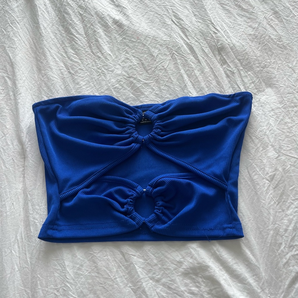 Blue Strapless Women's Top